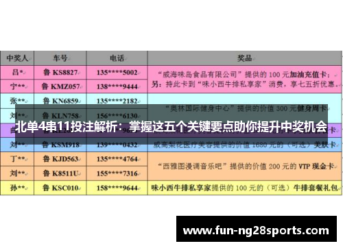 北单4串11投注解析：掌握这五个关键要点助你提升中奖机会